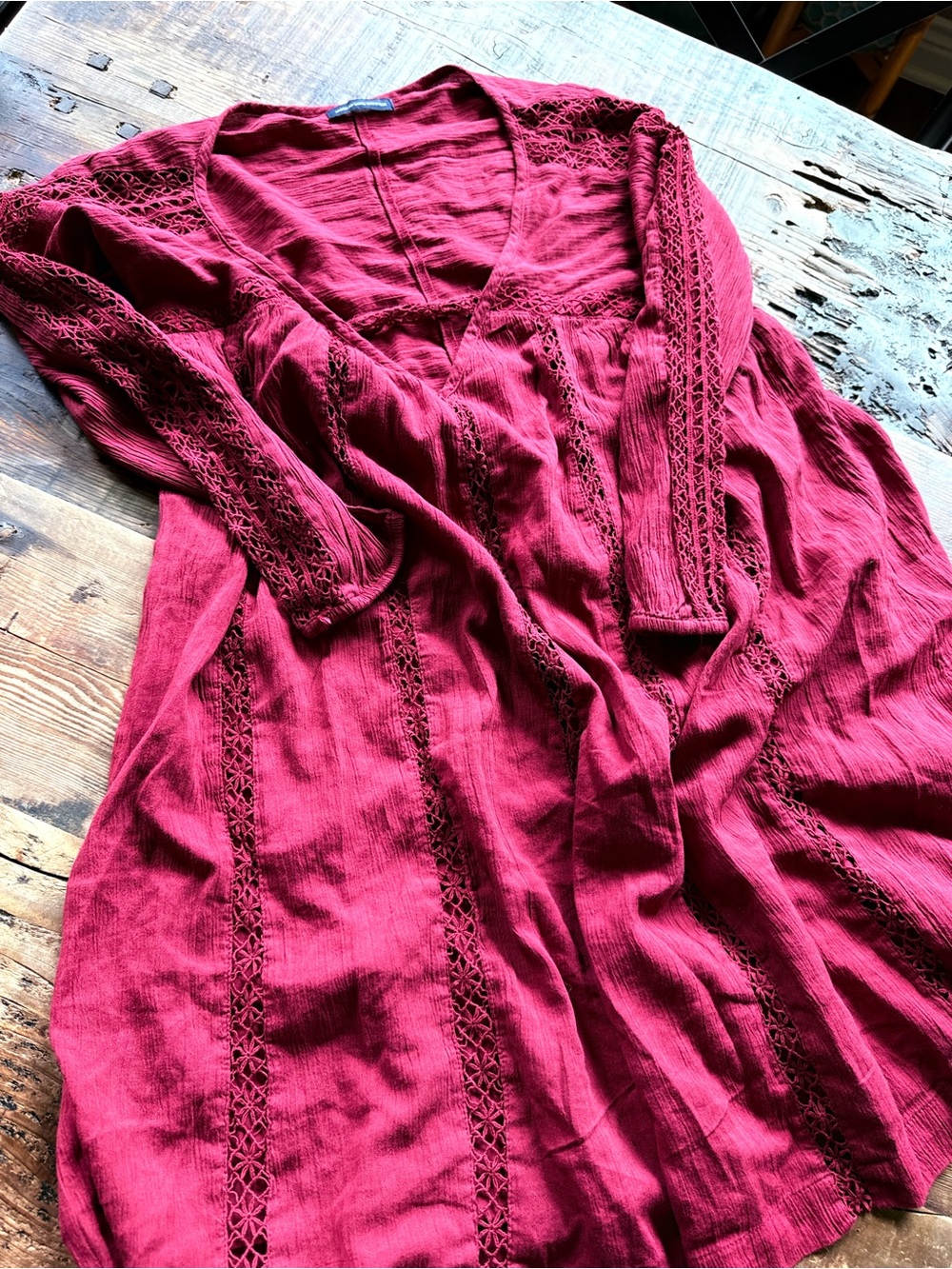American Eagle Outfitters Red Maroon V-Neck Dress size L